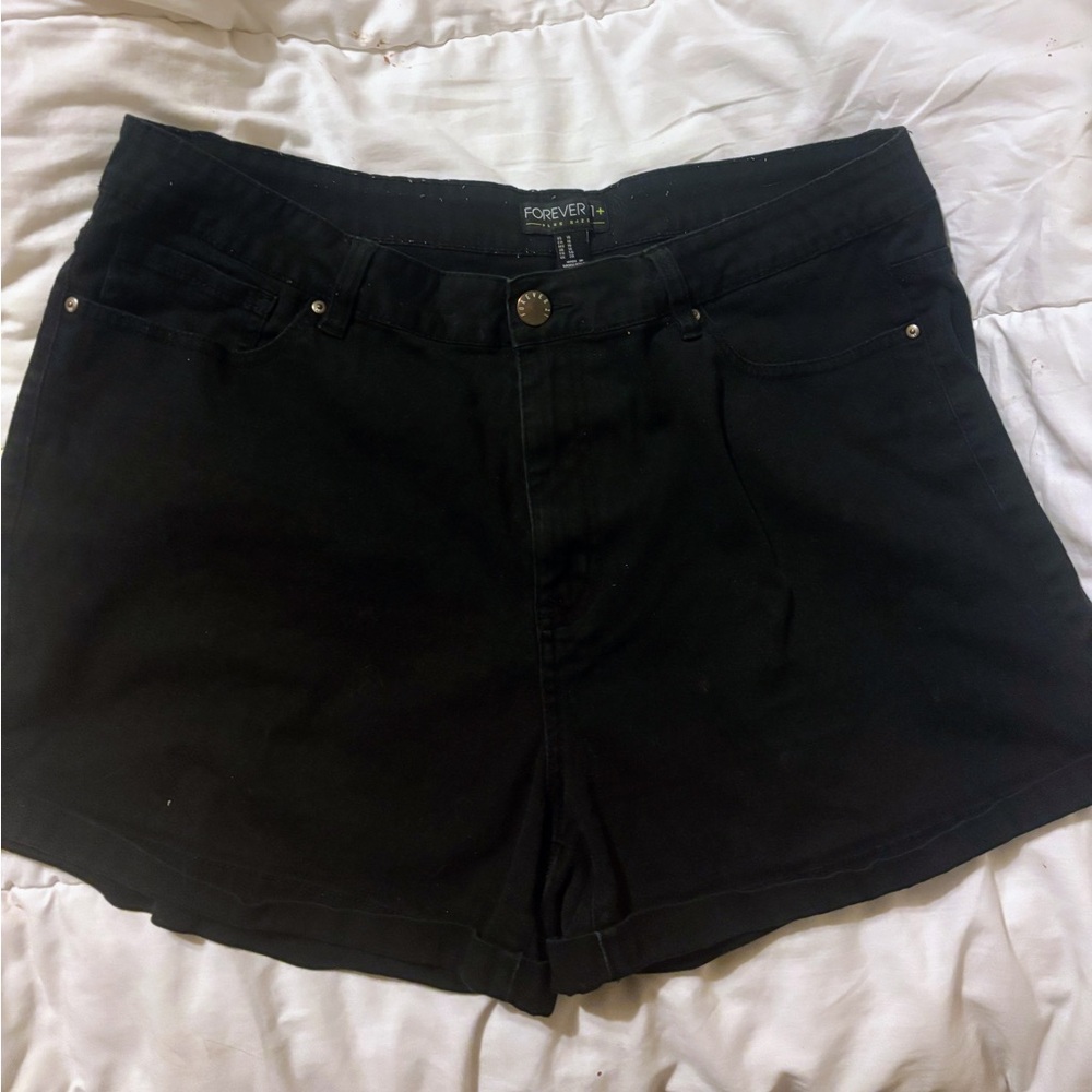 W-16 Forever21 Black Cotton Shorts